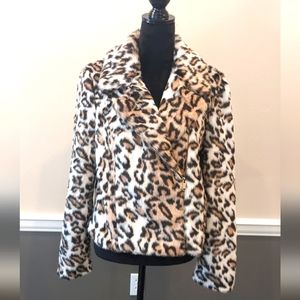 Sunset +Spring faux cheetah print coat size Large